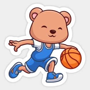 Basketball Bear Cute Cartoon Sticker